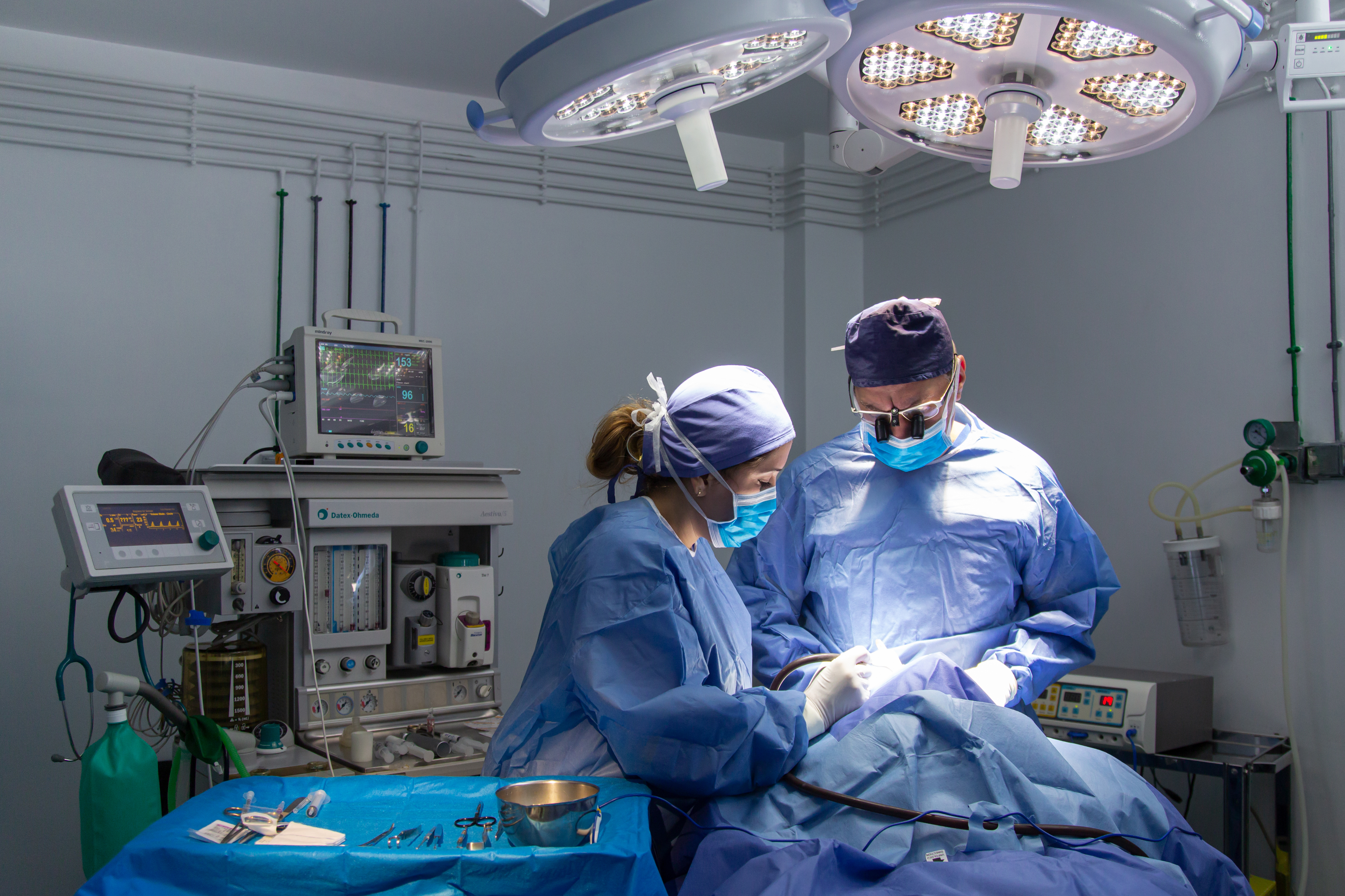 Surgeons performing cleft surgery on Mustafa