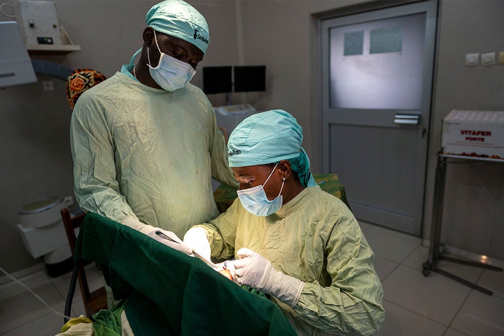 Dr. Sanni performing a cleft surgery