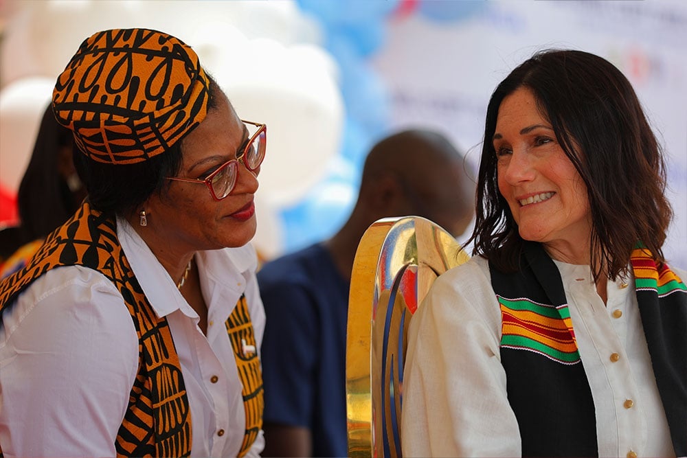 Smile Train VP and Regional Director, Africa, Nkeiruka (NK) Obi, with Susie Schaefer at the Ghana CLC inauguration