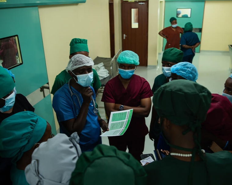 Surgeons preparing for cleft surgery